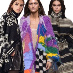 Фото вязаных женских пальто 2019 с модных показов