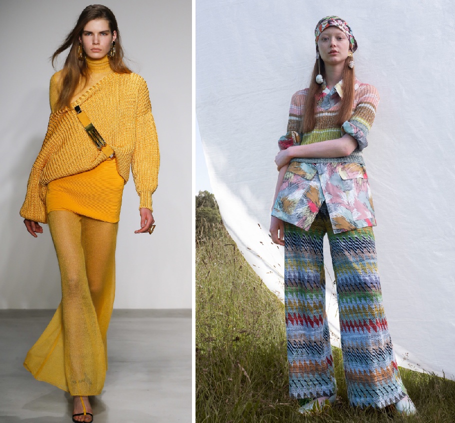 стильные образы 2019 с трикотажной одеждой - платьями и женскими брюками