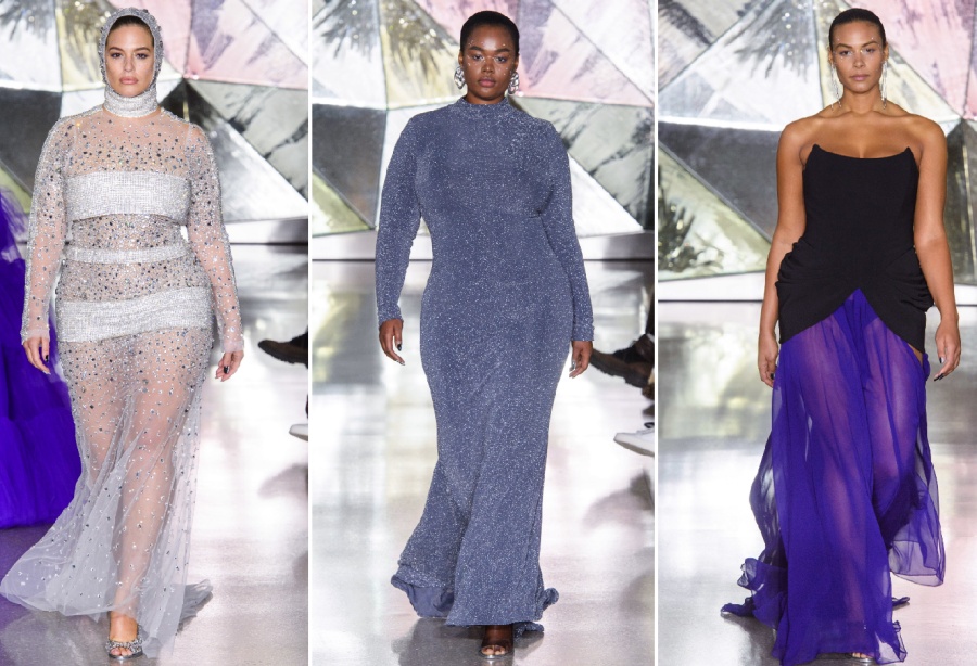 Модели вечерних платьев для полных женщин на полных моделях с модных показов осень-зима 2019-2020 от дизайнерского дома Christian Siriano
