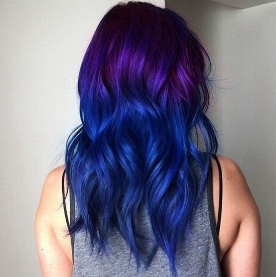 синие с сиреневым волосы