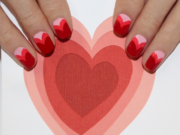 стилизованные сердечки маникюр на день святого валентина