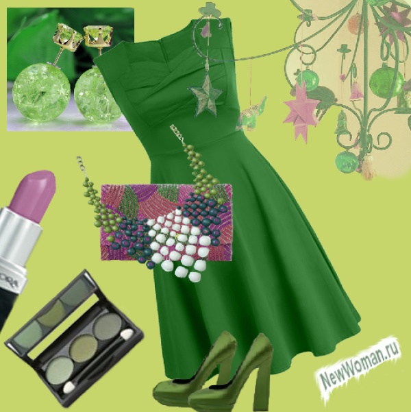 С чем носить зеленое вечернее платье миди