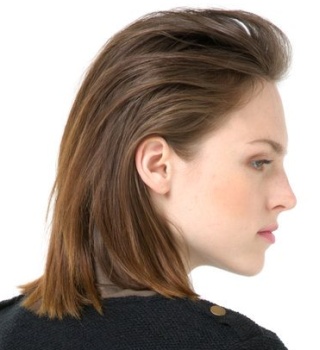 Деловая прическа для прямых волос до плеч