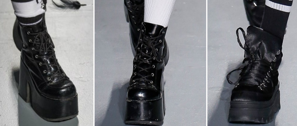 женские ботинки черные высокая платформа - сплошная и только в носочной части