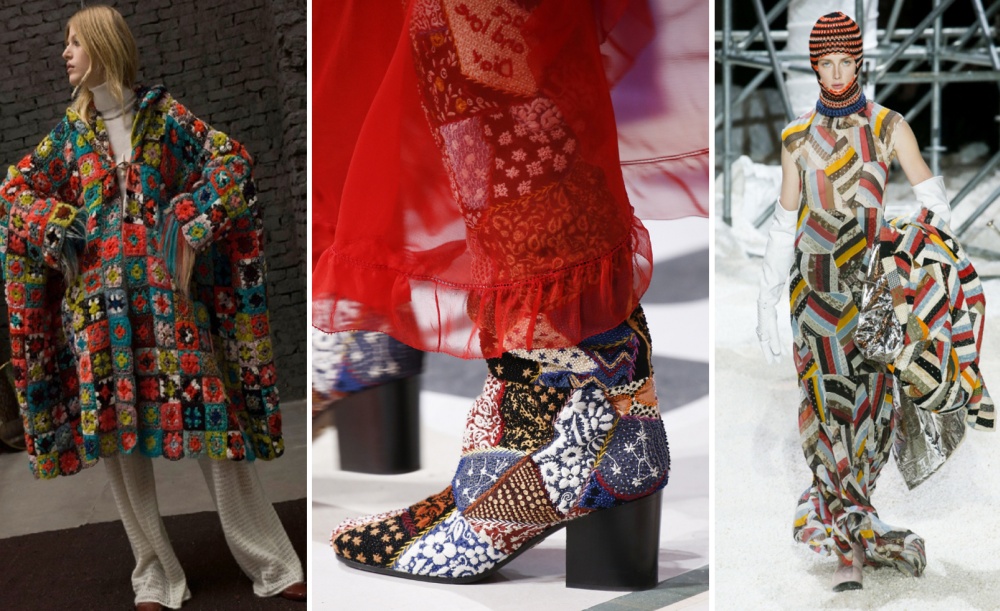 модный тренд - разноцветная одежда, сумки, обувь в стиле пэчворк, похожие на лоскутное одеяло