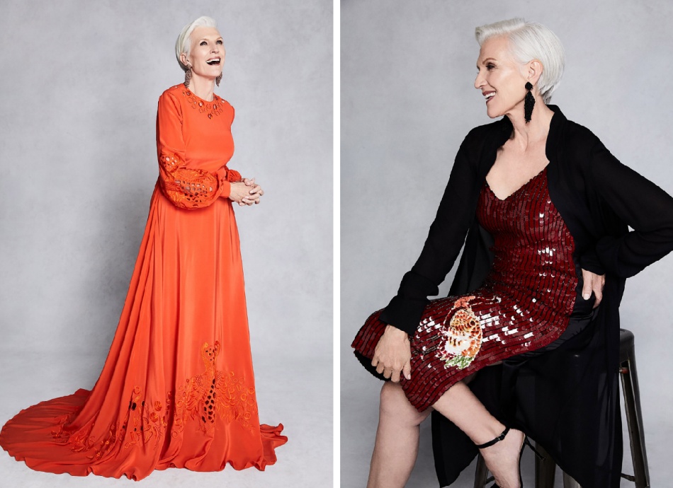 нарядное платье для женщины 70 лет - в пол красное и блестящее миди
