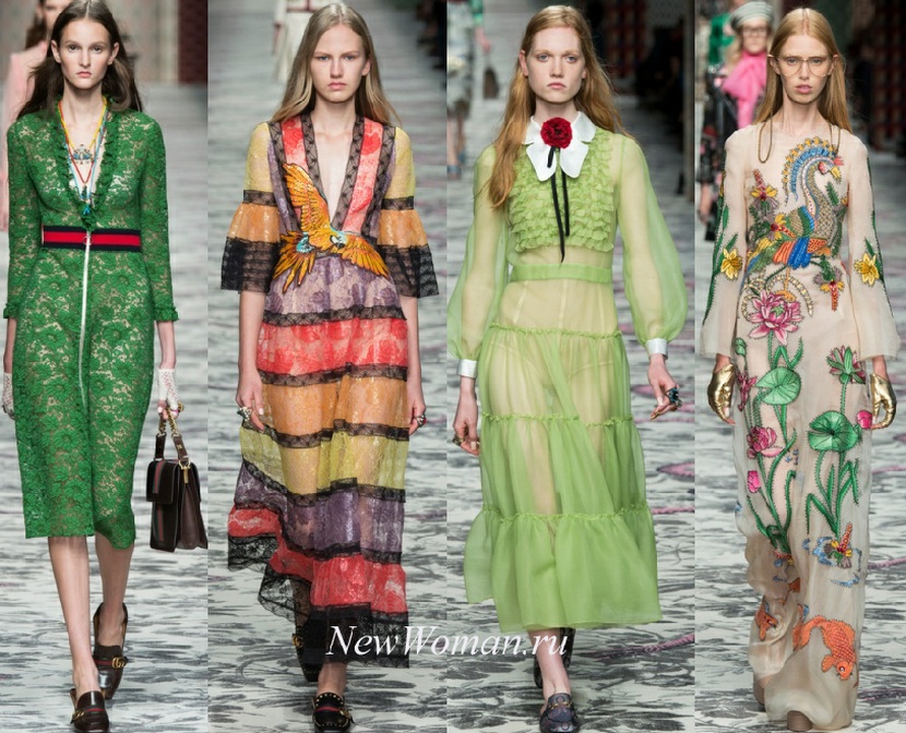 яркие красивые платья на весенний сезон от Гуччи
