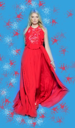 Красное новогодее платье