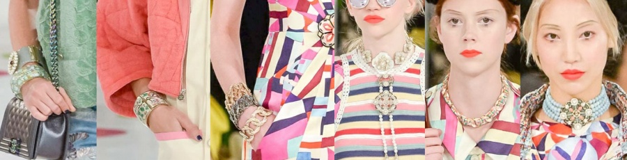 Модные украшения от Chanel из круизной коллекции Resort 2016 - браслеты, броши-цветы, колье, цепочки, бусы