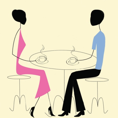 мужчина и женщина за столиком в кафе