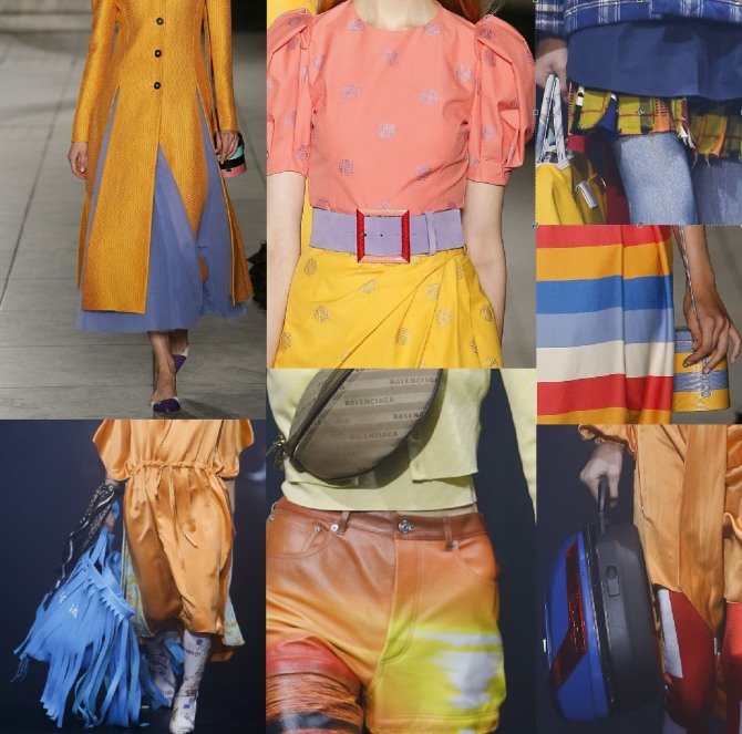 Основные цвета летней одежды 2018. Оранжевый. Актуальные сочетания: оранжевый - с синими, желтыми, розовыми, красными, голубыми, сиреневыми оттенками.
