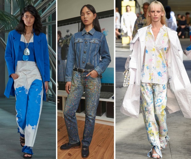 модная тенденция весна-лето 2018 - джинсы в цветных пятнах