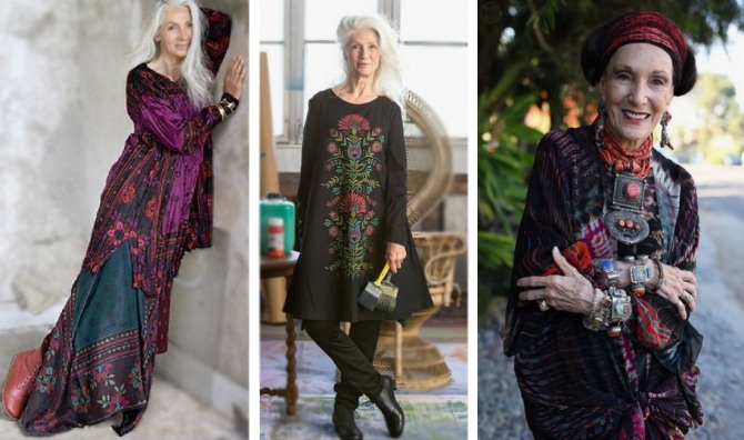 одежда для пожилых женщин с этническим принтом