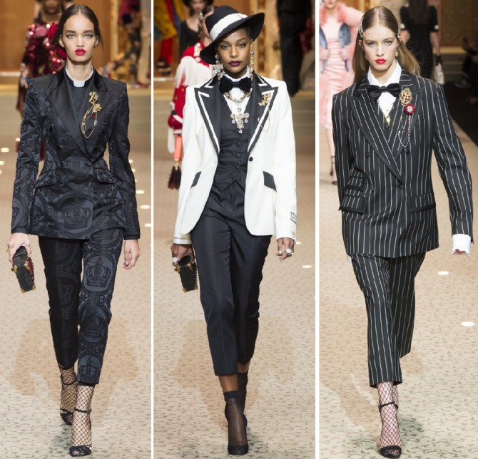 Брючные деловые костюмы от итальянского бренда Dolce & Gabbana на модный сезон 2019
