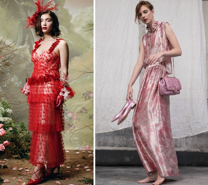 какие летние нарядные платья модные в 2019 году - фото моделей с модных дефиле от Rodarte, Giorgio Armani
