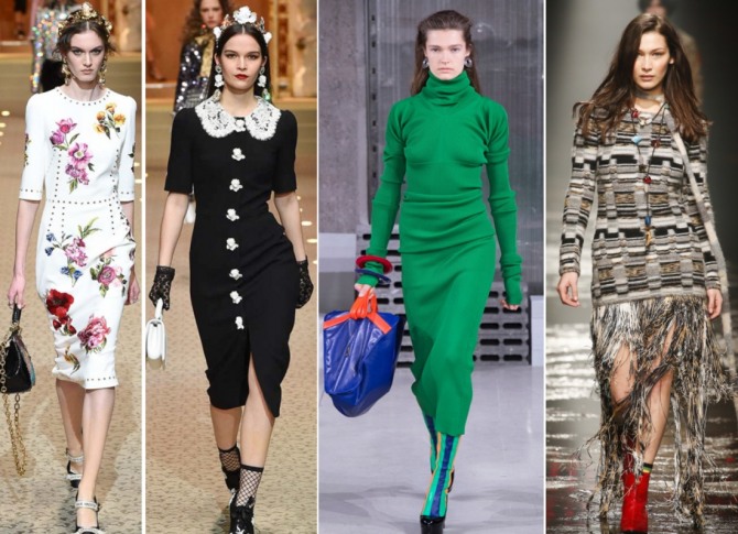 какие зимние платья модные в 2019 году - луки с модных показов Dolce & Gabbana, Marni, Missoni