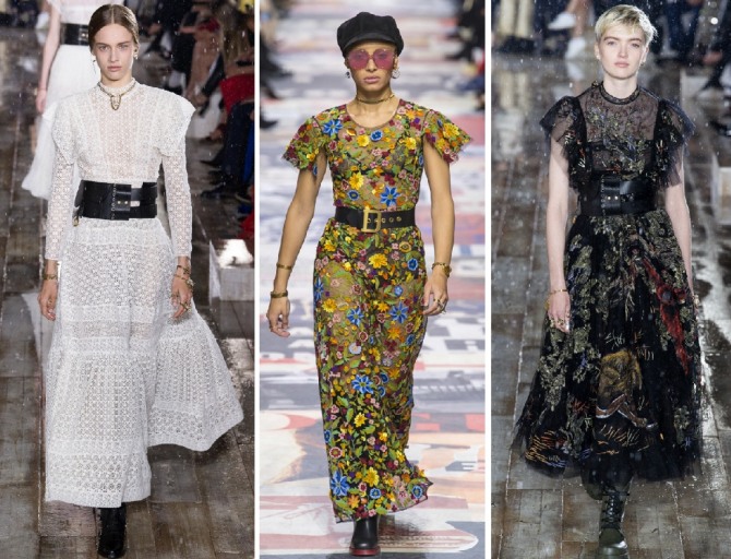 платья на весну 2019 с кожаными поясами от Christian Dior