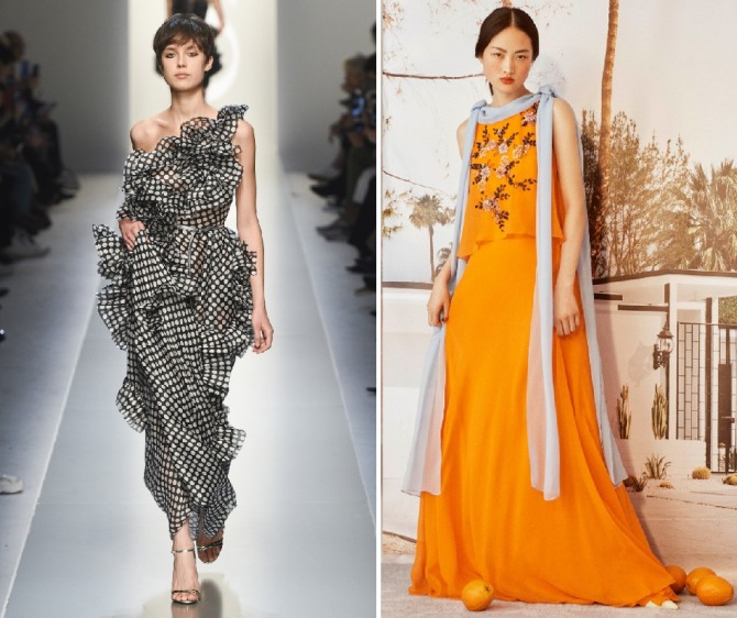 элегантные платья-макси для вечернего летнего выхода от модных домов Ermanno Scervino, Carolina Herrera - летняя мода 2019
