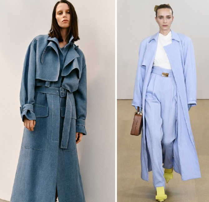плащи какого цвета модные в 2019 году - голубые