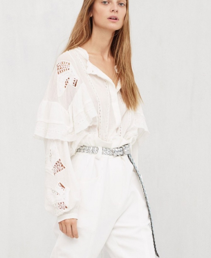 красивая и стильная летняя женская одежда 2019 года - белый комплект блуза плюс брюки