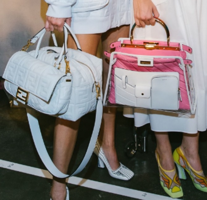двойные сумки - белая и розовая