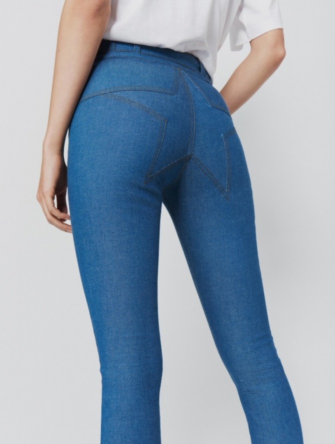джинсы скинни вид сзади - швы задней кокетки в виде звезды