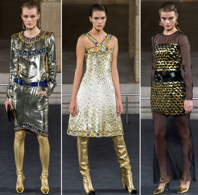 новогодние дизайнерские платья 2020 года из блестящей ткани от Шанель