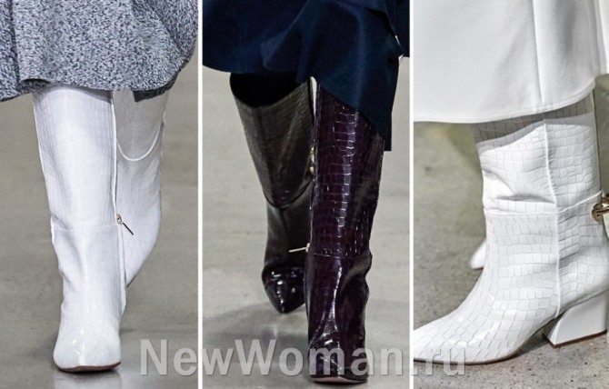 Модные женские зимние сапоги 2020 от модного дома Tibi - тиснение под питона