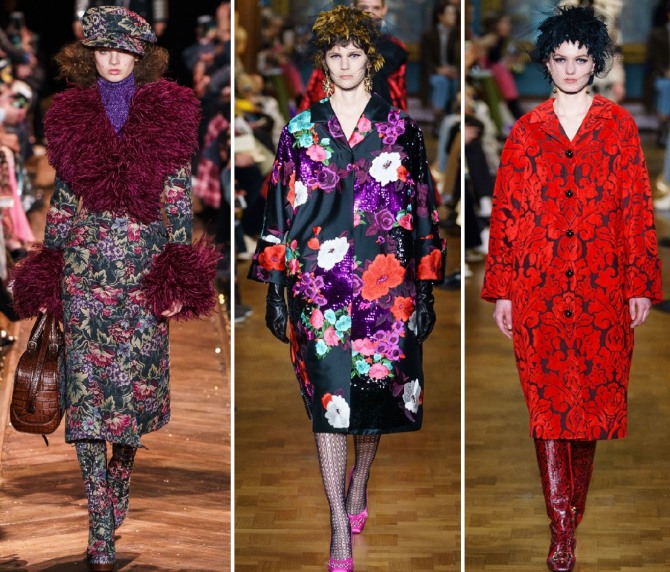 яркие модели пальто с цветочным принтом на холодный период осень-Зима 2019 2020