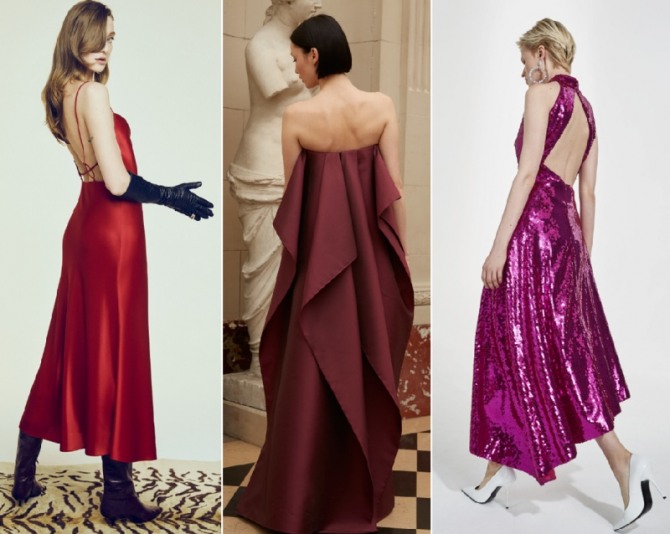 фасоны новогодних платьев 2020 с открытой спиной