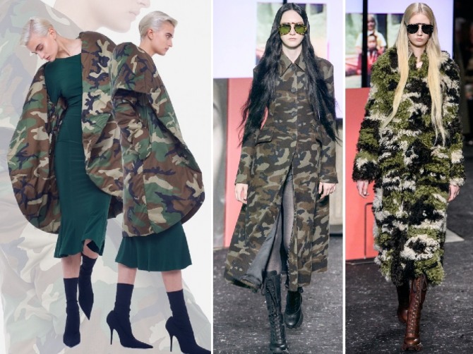модный принт дамских пальто сезона осень-зима 2019-2020 - камуфляж