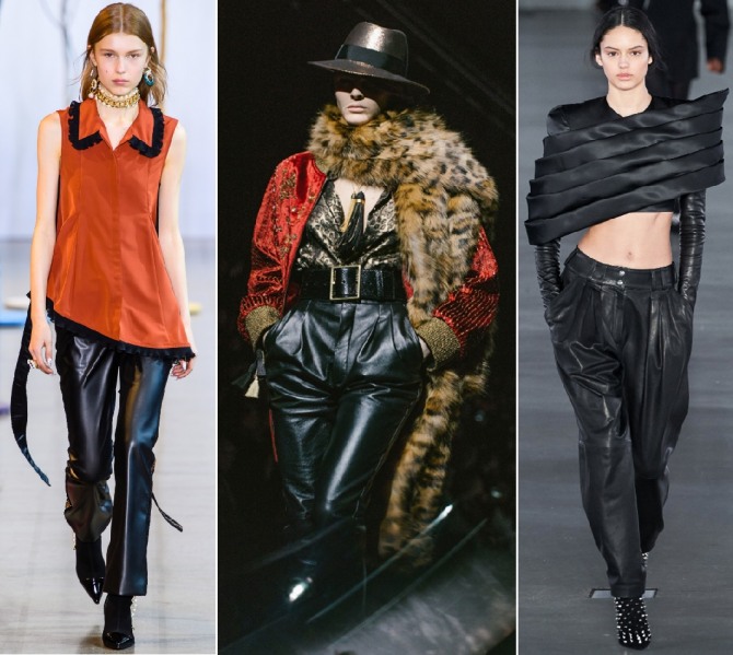 кожаные женские брюки осень-зима 2019-2020