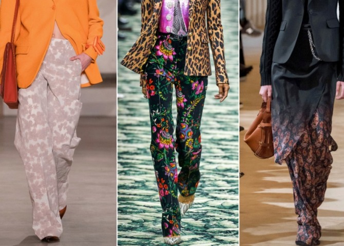 модные женские брюки осень-зима 2019-2020 с цветочным принтом