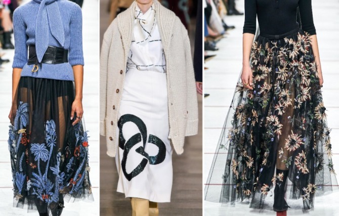 какие юбки с вышивкой и аппликациями были представлены на модных показах осень-зима 2020