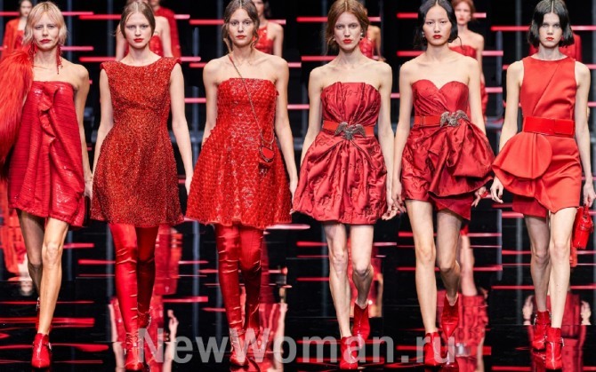вечерние красные платья для девушек 2020 года от бренда Emporio Armani