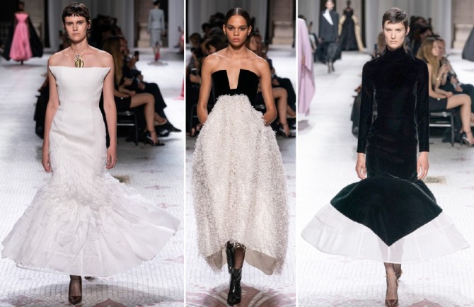 модный дом Givenchy - вечерние платья белые и черно-белые
