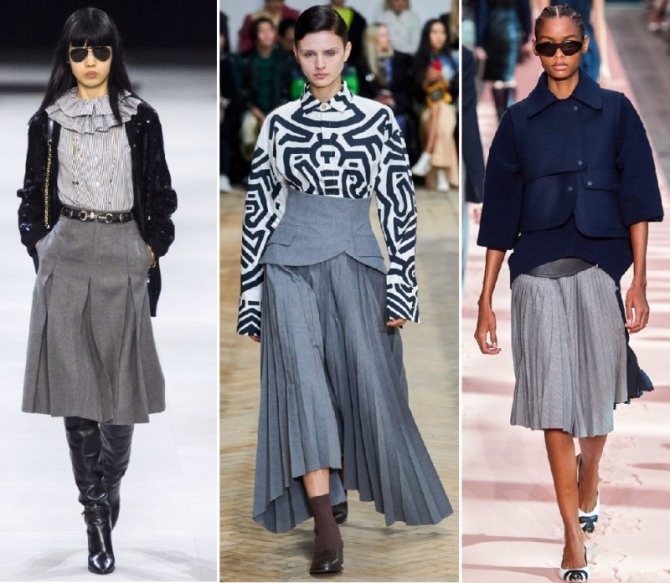 юбки 2020 серого цвета с показов из мировых столиц моды