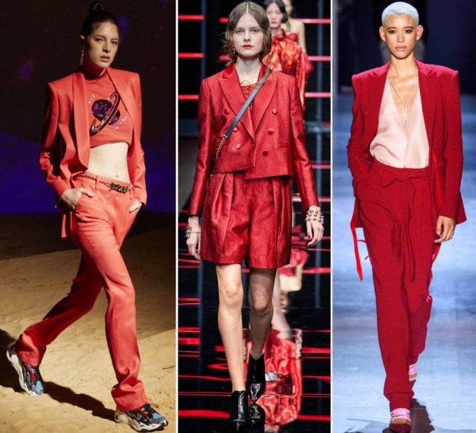 вечерние дамские костюмы 2020 года с шортами и брюками красного цвета