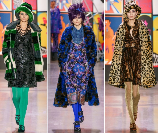 яркие принтованные женские шубы 2020 от модного дома Anna Sui