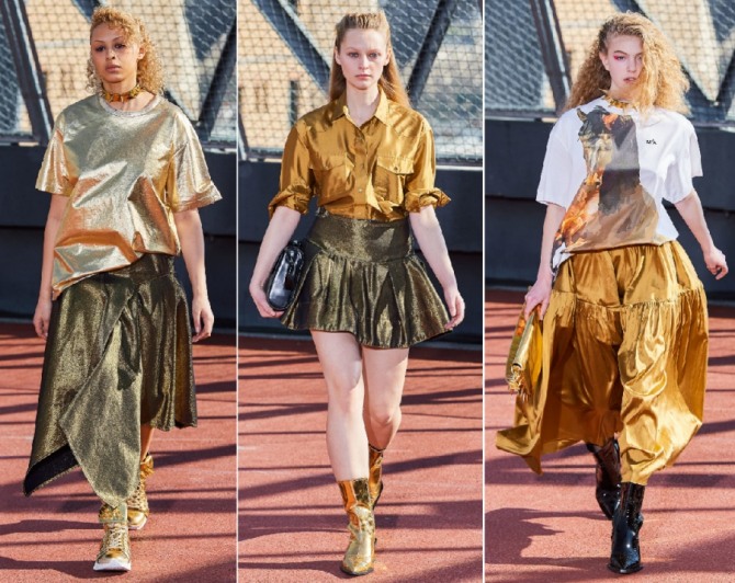 модные юбки весна-лето 2020 из "золотой" ткани