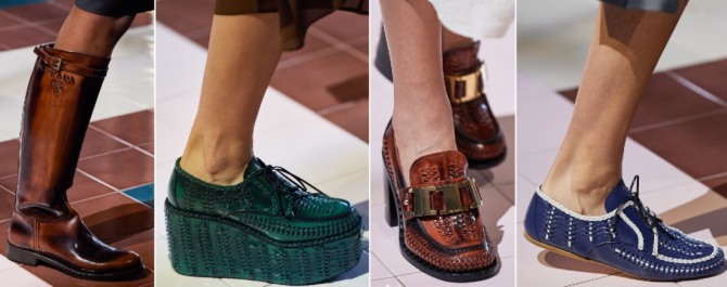 фото модной обуви с подиума на весну 2020 года от Prada