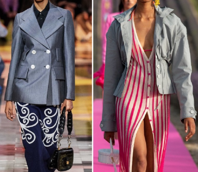 модные куртки и жакеты весна-лето 2020 серого цвета - луки с модных показов
