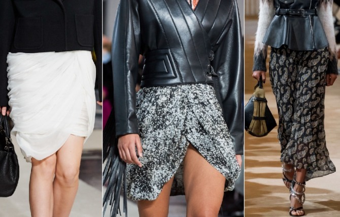 шифоновые юбки 2020 года - белая двухслойная с запахом и драпировкой, юбка-занавес, длинная с черно-белым луковичным принтом