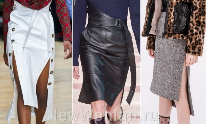 среди модных тенденций на 2020 год в женской одежде - юбки с боковыми разрезами