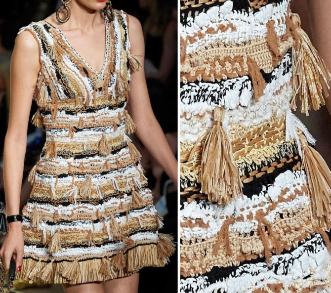 трикотажное летнее платье 2020 с кисточками и бахромой