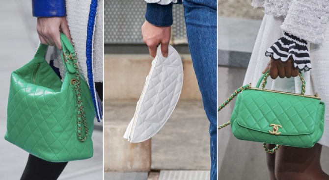 сумки весна-лето 2020 года с подиумов зеленого и белого цвета