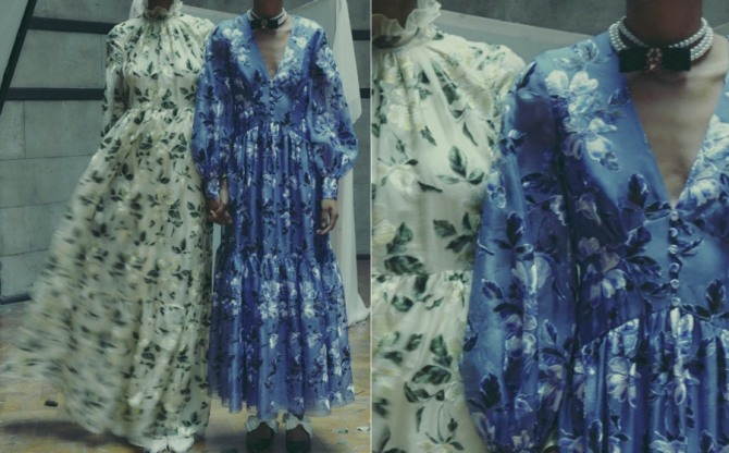 шелк и шифон с цветочным рисунком среднего размера - красивые летние платья с длинным рукавом нежных расцветок для пожилых женщин за 60 и 70 лет - фото новинки 2020 года с подиума