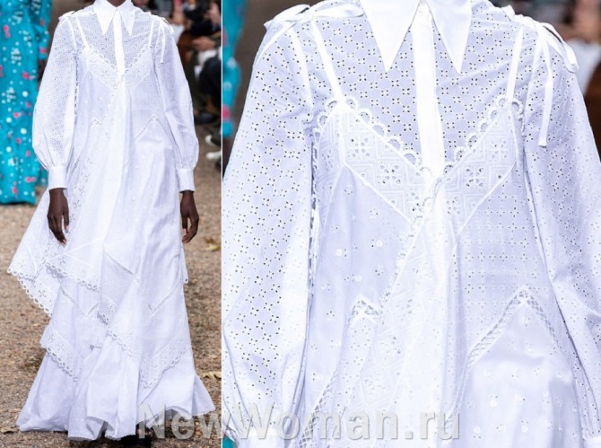  блузка рубашка и платье-сарафан из белого батиста с мережкой - горячий тренд летней женской моды 2020