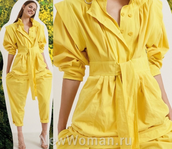 блуза и брюки капри - летний костюм желтого цвета