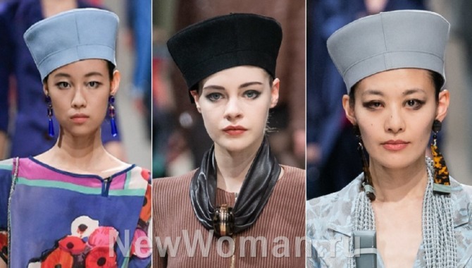модные головные женские уборы весна 2020 - папаха из фетра от Giorgio Armani